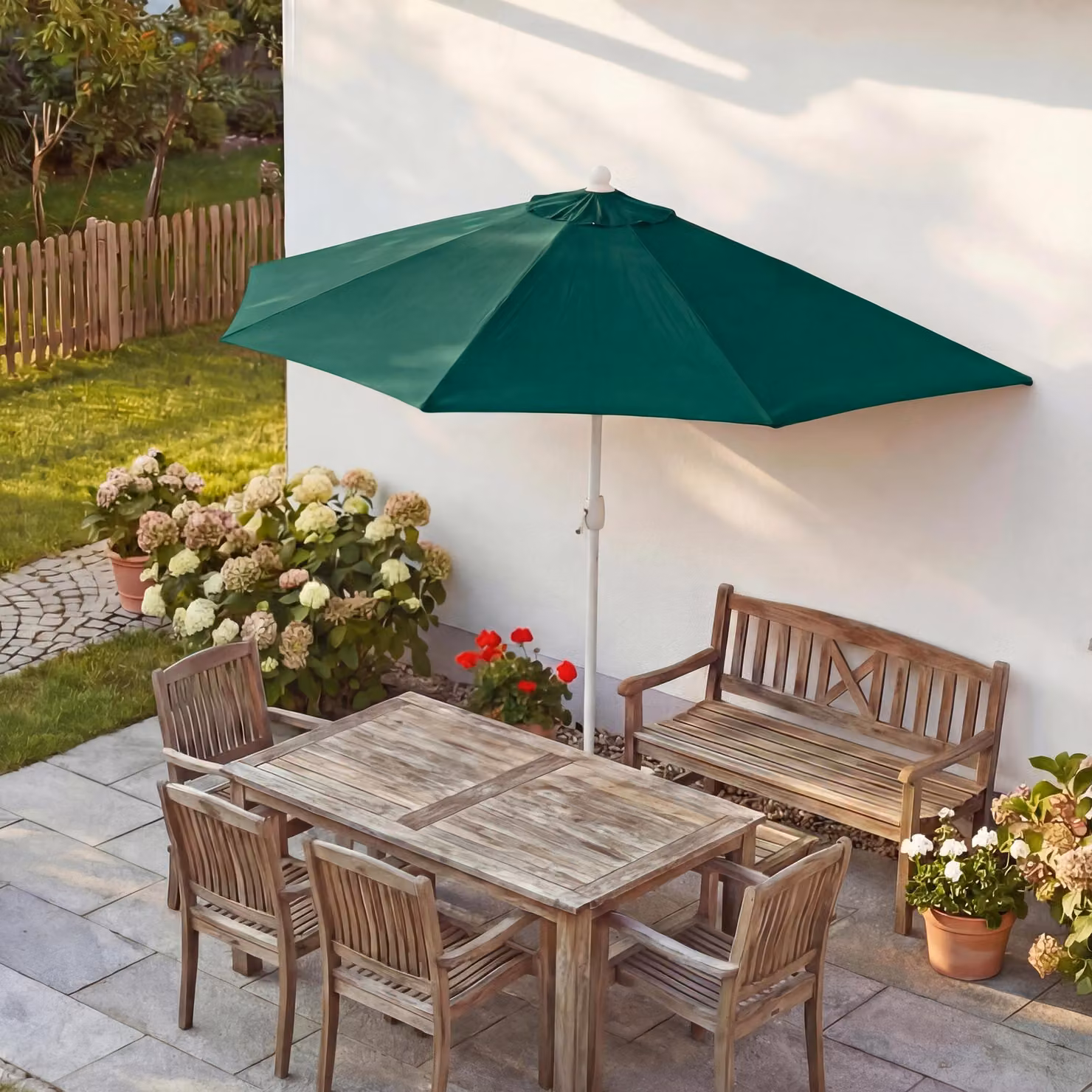 Ombrellone Parla, ombrellone da balcone, poliestere/alluminio UV 50+ 3kg ~ 300cm verde senza supporto