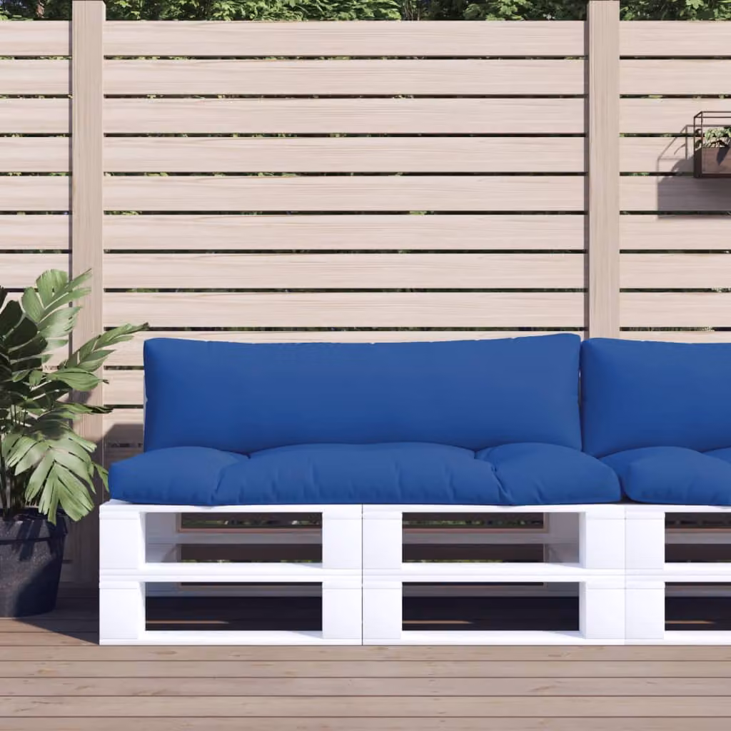 Set di 2 cuscini per pallet vidaXL in poliestere blu, idrorepellenti e resistenti ai raggi UV, forma rettangolare L: 110 cm, P: 58 cm, H: 10 cm
