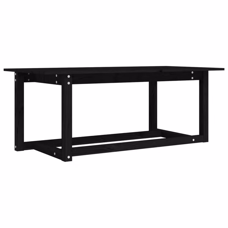 Tavolino da Salotto Nero 110x55x45 cm Legno Massello di Pino