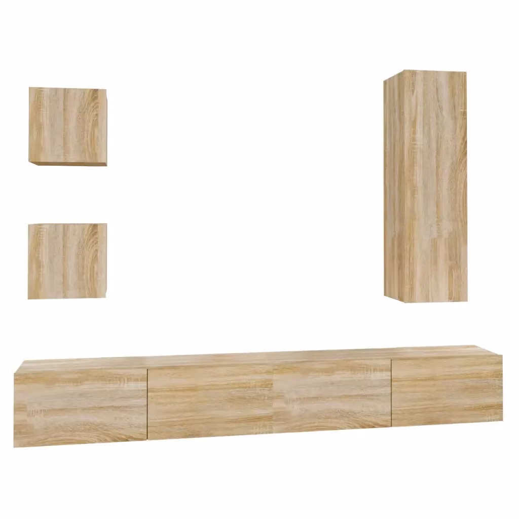 Set di mobili porta TV da parete vidaXL in legno color rovere e beige per soggiorno – 2