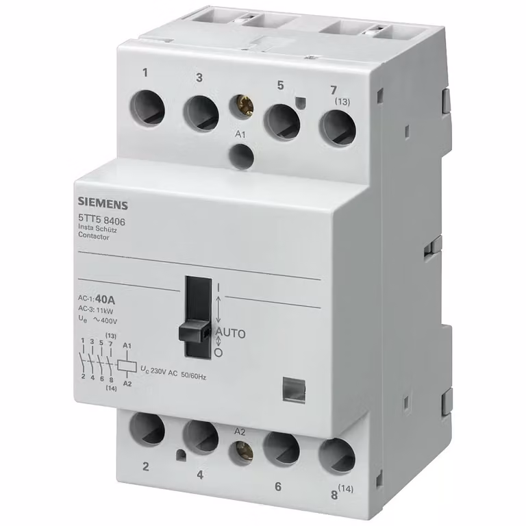 Contattore Siemens INSTA 0/1 automatico con 3 contatti di chiusura e 1 contatto di apertura per CA 230 V 5TT58416