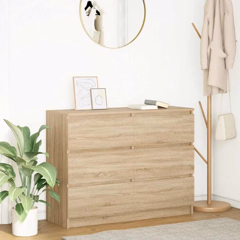 Credenza vidaXL in Legno Multistrato Rovere Sonoma Marrone L: 100 cm, P: 35 cm, H: 76 cm
