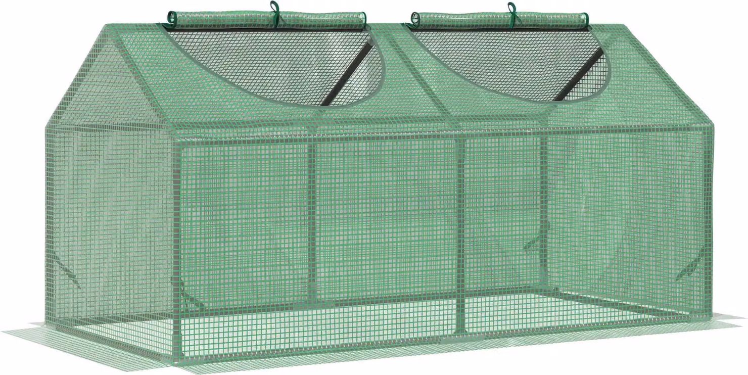 Serra in plastica con finestra, serra in PE per pomodori e piante, serra da semina 120x60x60 cm, verde, 120 cm, 60 cm
