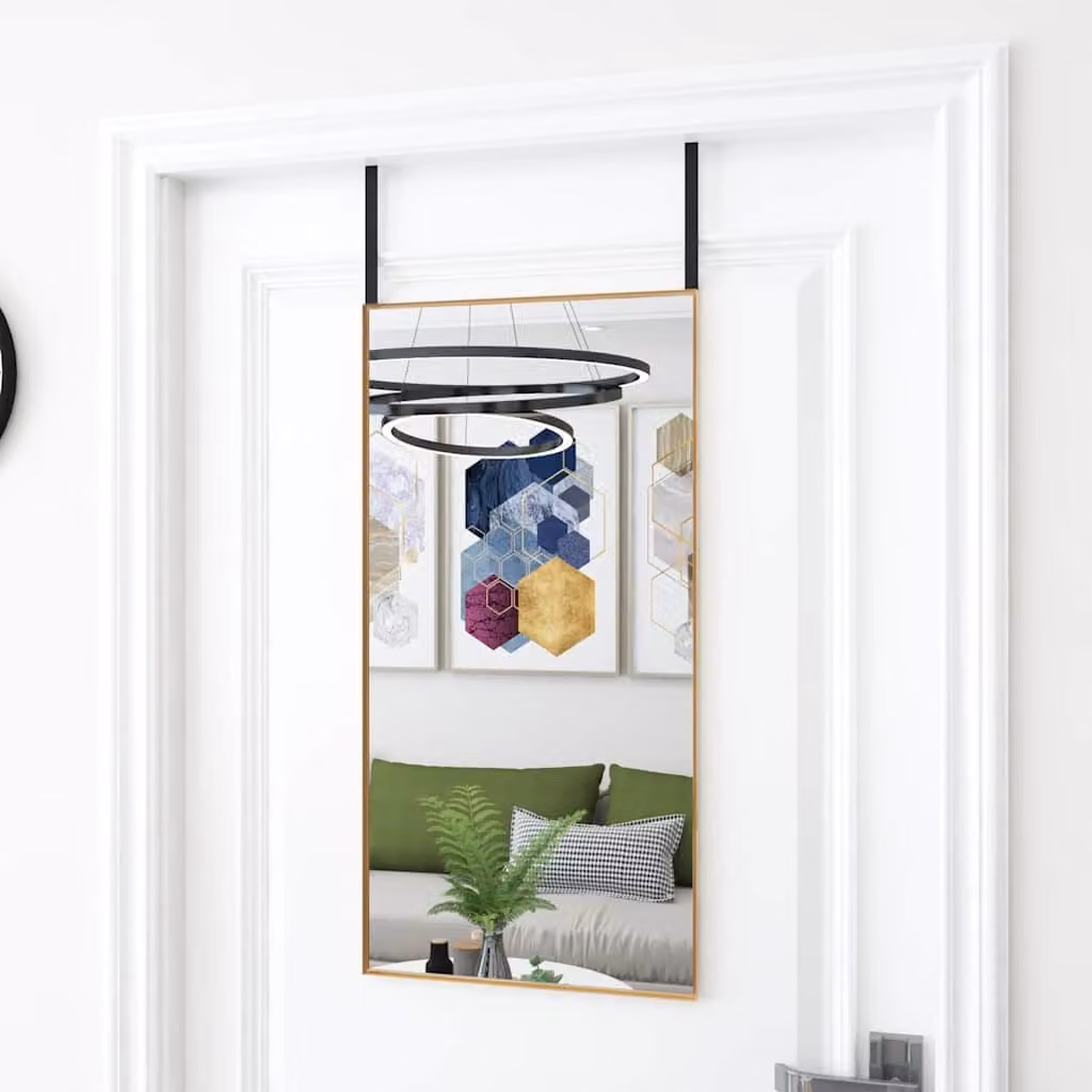 Specchio da porta rettangolare vidaXL in vetro e metallo oro L: 40 cm, H: 80 cm