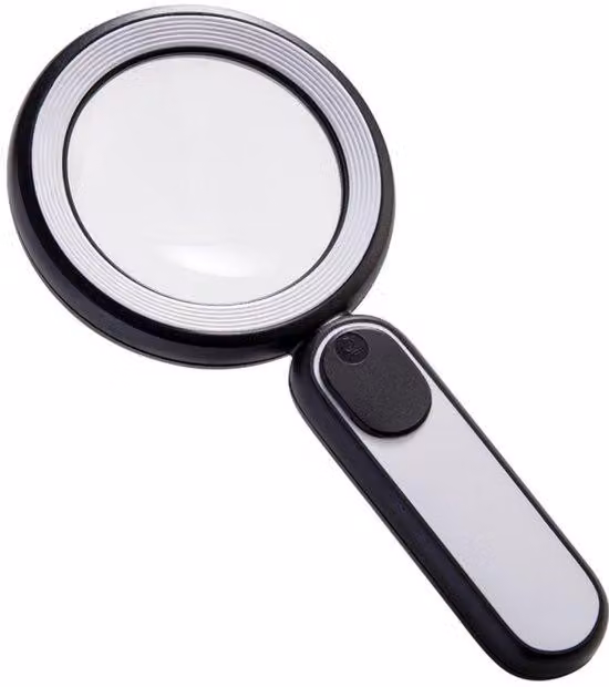Lente d'ingrandimento portatile con illuminazione a LED, 3 impostazioni, adatta agli anziani, per la lettura, il collezionismo di monete e gioielli, grigia