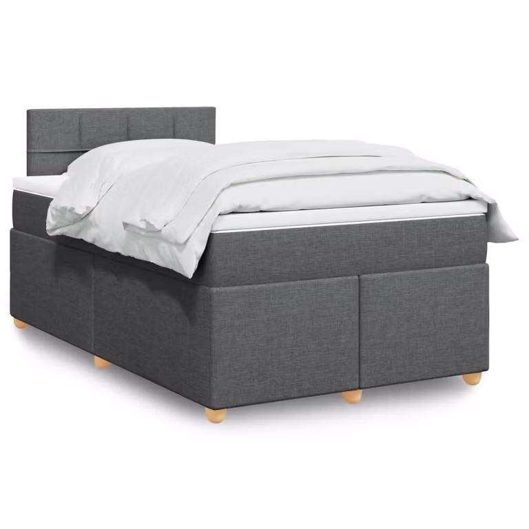 vidaXL Giroletto a Molle con Materasso Ibrido in Tessuto Grigio e Bianco L/P/H: 200 x 120 x 76,7 cm