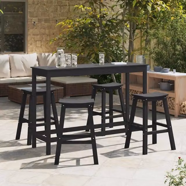 Set Bar da Giardino 4 pz Nero HDPE 3335805