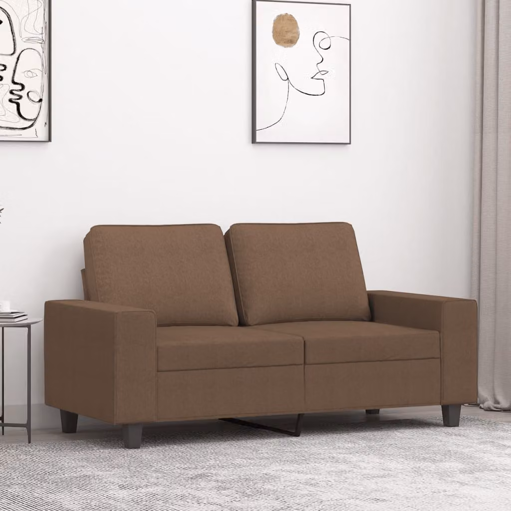 vidaXL Divano a 2 Posti Moderno in Tessuto Marrone con Struttura in Metallo per il tuo Soggiorno L: 154 cm, P: 80 cm, H: 77 cm
