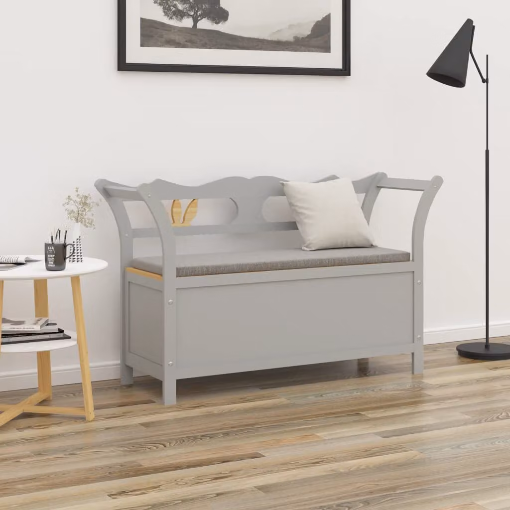 vidaXL Panca Grigia in Legno di Abete con Braccioli L: 107 cm, P: 45 cm, H: 75,5 cm