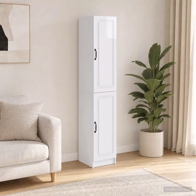 Set di 2 armadi bianchi lucidi vidaXL in MDF per soggiorno o ufficio in casa