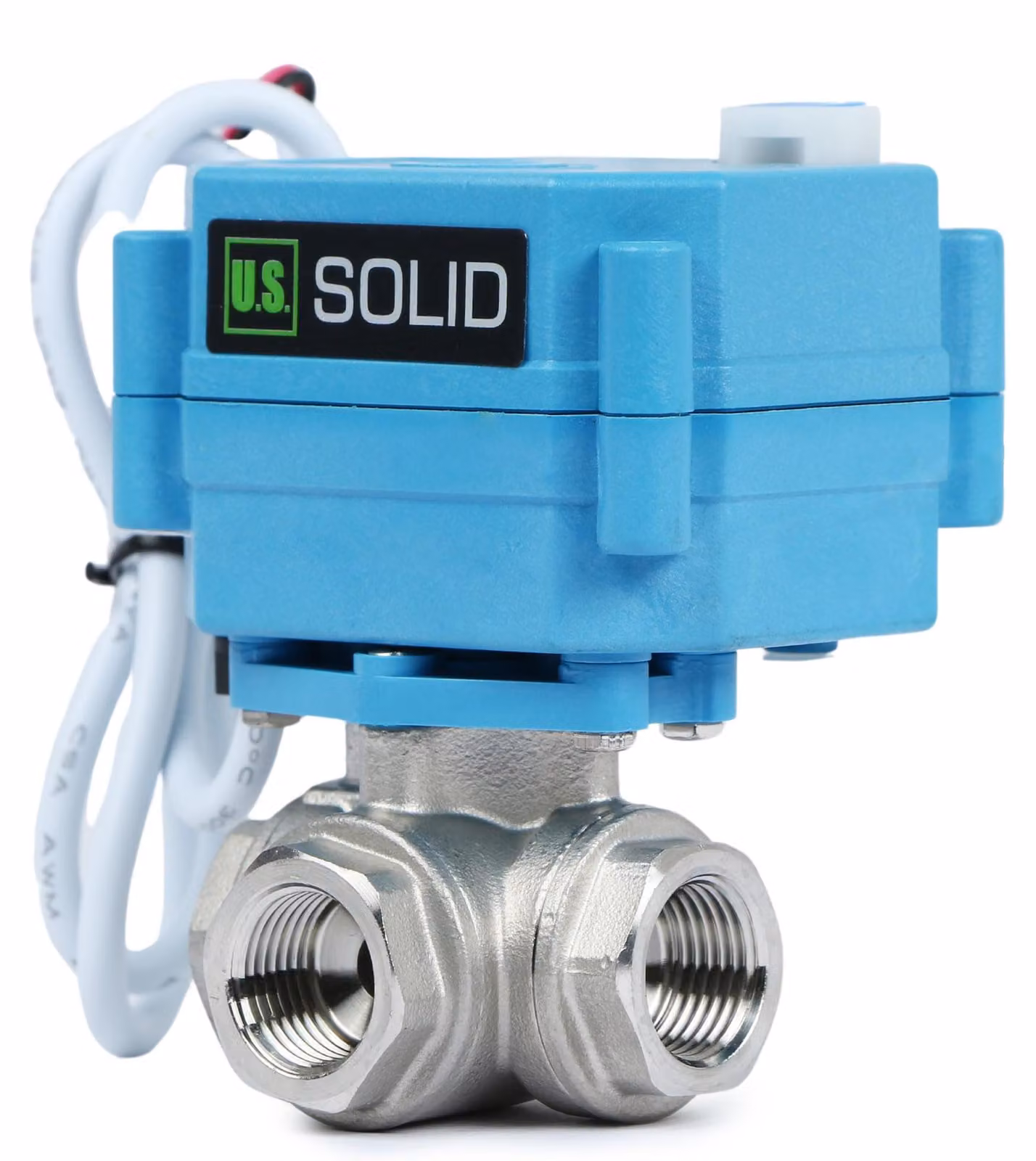 Valvola a sfera motorizzata a 3 vie, da 3/8", tipo L, alimentazione AC/DC 9-24V, in acciaio inossidabile