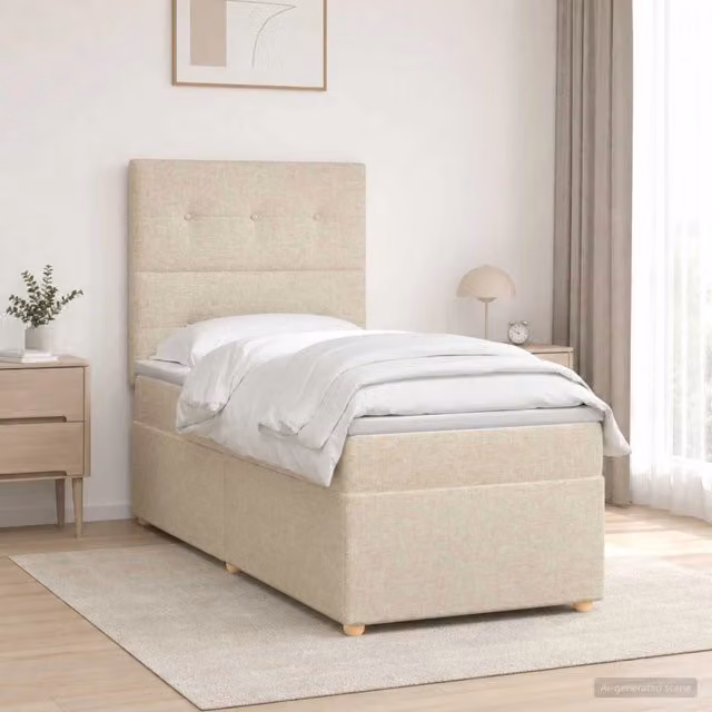 Letto box spring ibrido vidaXL con materasso a molle insacchettate e base contenitore, colore beige e bianco, L/P: 200 x 100 cm