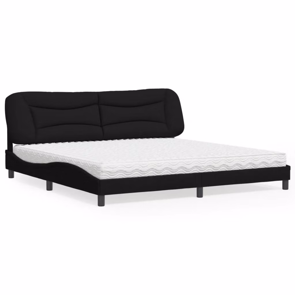 Letto con Materasso Hvar Nero 200x200 cm in Tessuto