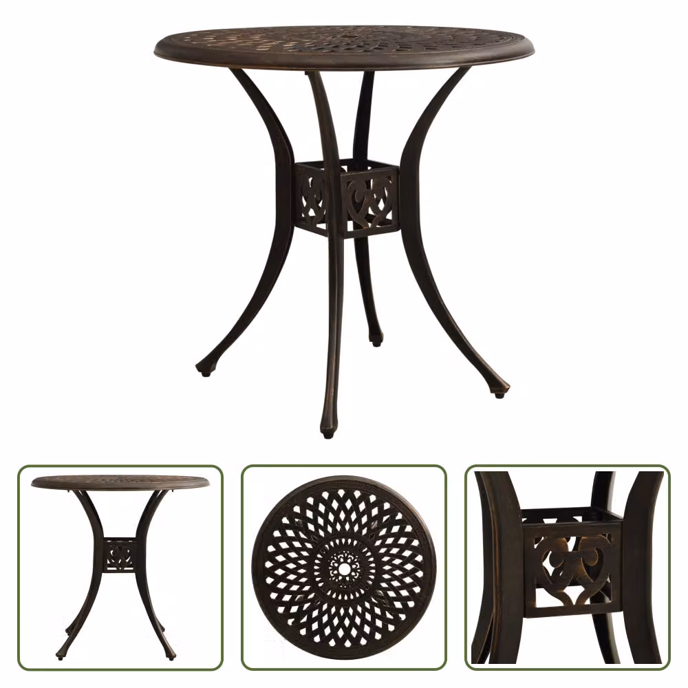 The Living Store tavolo da giardino bronzo 78x78x72 cm in fusione di alluminio