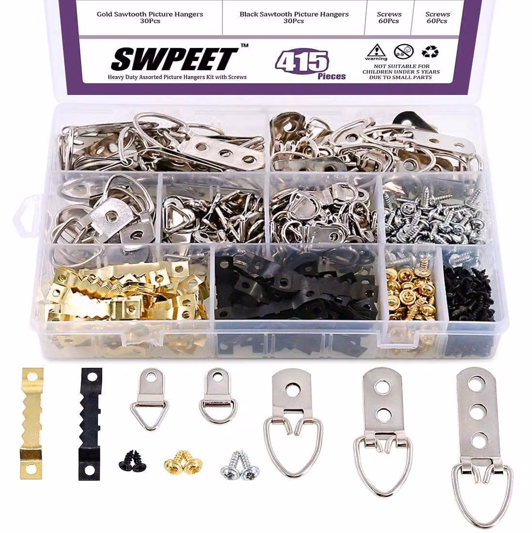 Set di 415 elementi con ganci per foto, kit assortito per soluzioni di esposizione fotografica