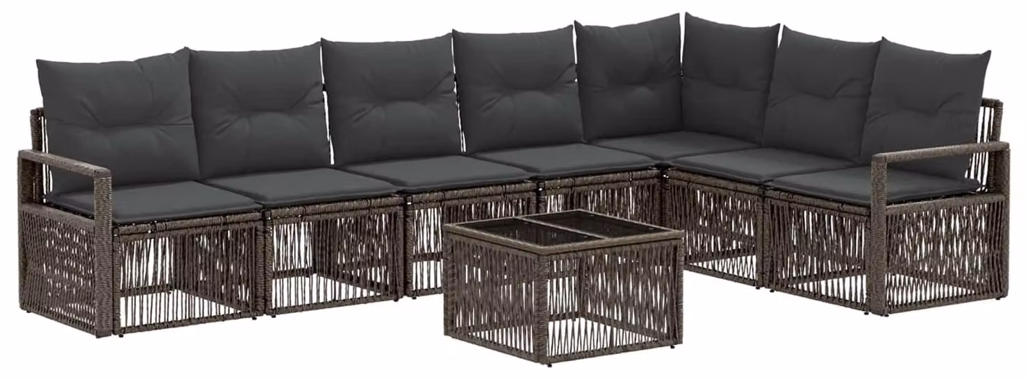 Set Divano da Giardino 8 pcs Grigio polyrattan