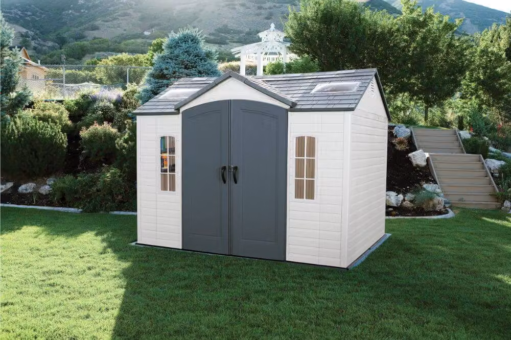 Casetta da giardino in plastica Lifetime Sky, grigio chiaro, 244x305x244 cm