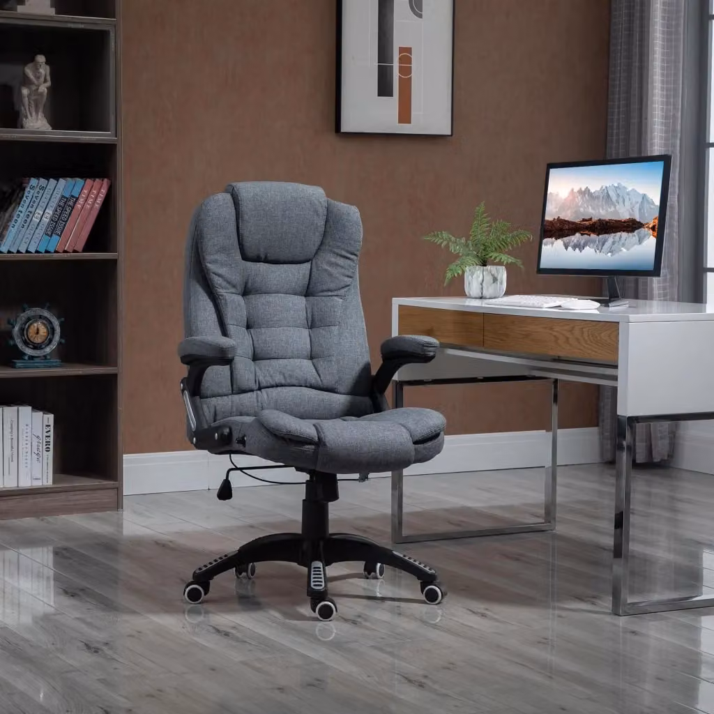 Sedia Poltrona Presidenziale da Ufficio Executive GIORDANOSHOP in Tessuto Grigio, L: 67 cm, P: 72 cm, H: 110-120 cm – 2