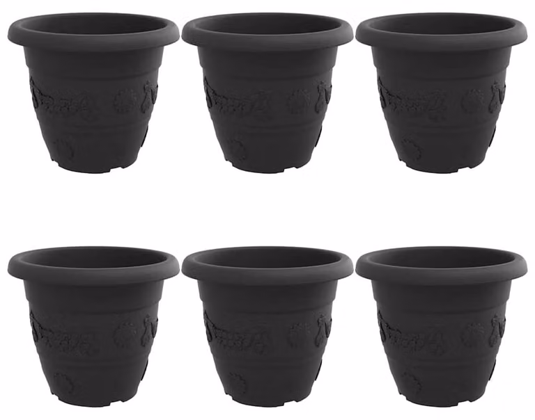 Vaso Rotondo per Fiori 6 pcs Nero Ø 39 x 32 cm Plastica