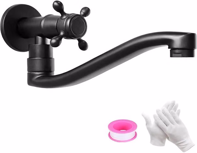 Azomor: elegante rubinetto da parete nero con design girevole a 360 gradi per cucina e bagno