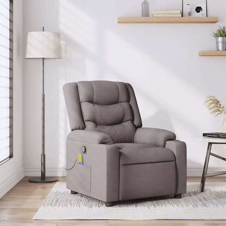 vidaXL Poltrona Relax Reclinabile con Braccioli in Tessuto Beige e Grigio