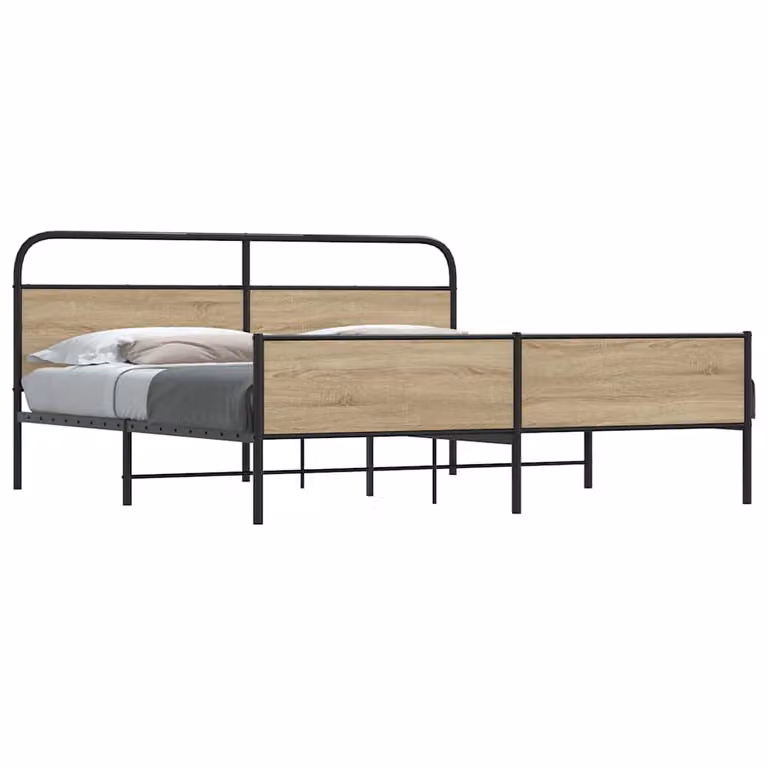 vidaXL Giroletto in Metallo Rovere Fumo L: 198 cm, P: 207 cm, H: 100 cm