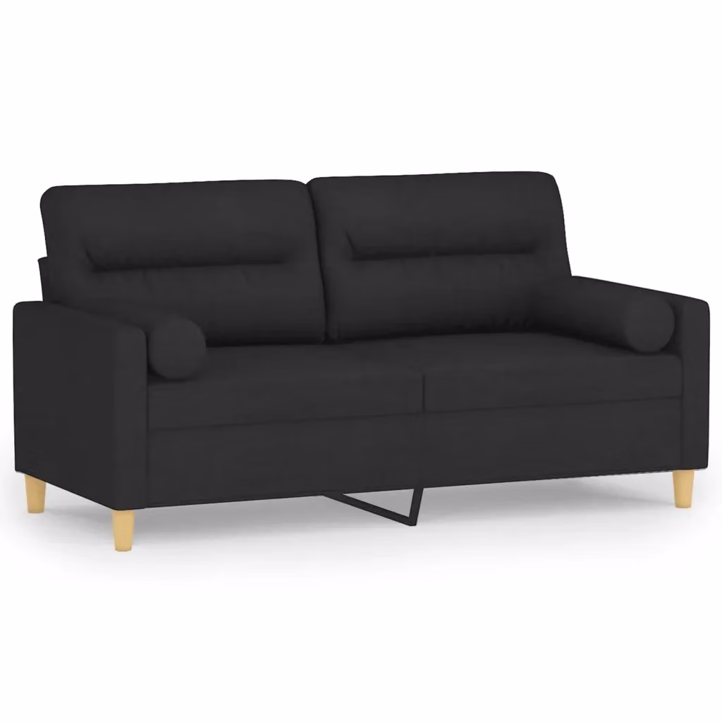 Divano a 2 posti moderno vidaXL in tessuto nero con cuscini e coperture rimovibili – 2