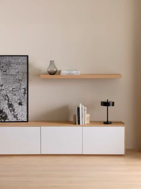 Mensola Unite in impiallacciatura di rovere Kenay Home, colore marrone e bianco, L: 140 cm