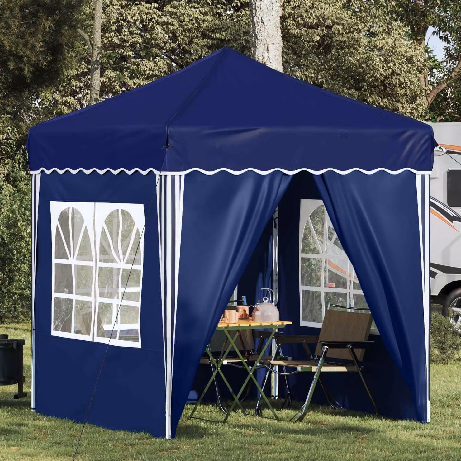 vidaXL Tenda per feste a pop-up in tessuto Oxford blu L/P/H: 195 x 195 x 245 cm