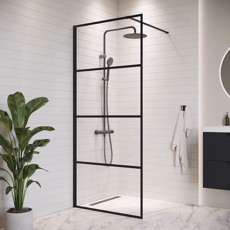 Badplaats Parete Doccia Essos 80 x 200 cm – Nero – Doccia Walk-In 8 mm Vetro di Sicurezza