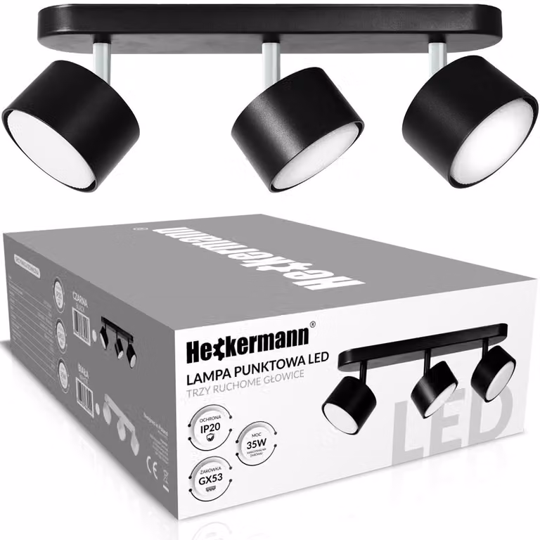 Faro a LED Heckermann 8795316A, colore nero, confezione da 3 pezzi