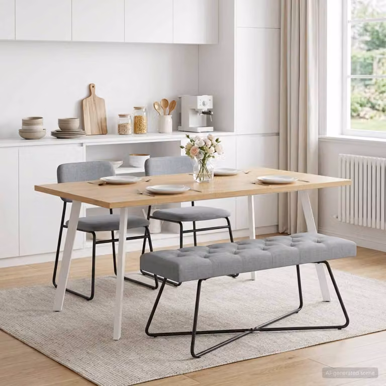 Panchina con bottoni imbottiti vidaXL Grigio Chiaro L: 110 cm, P: 40 cm, H: 46 cm