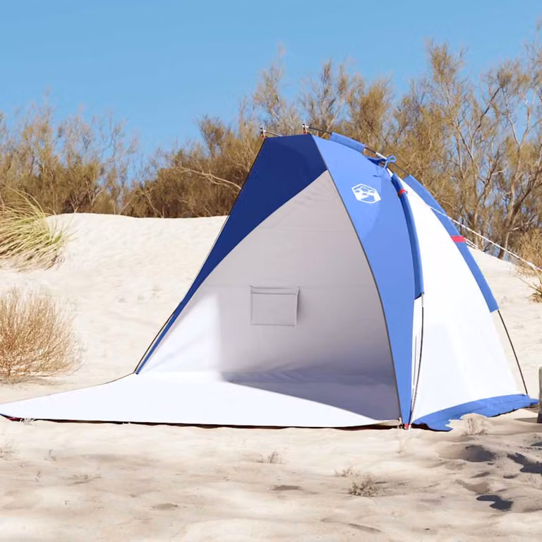 Tenda da spiaggia vidaXL in poliestere 185T, colore blu, L: 268 cm, P: 223 cm, H: 125 cm
