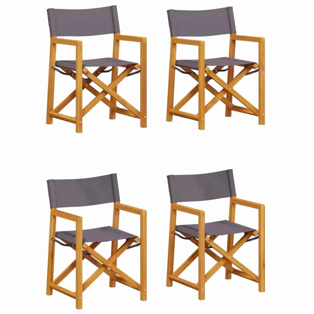 Set di 4 sedie da giardino vidaXL in legno di acacia oliato e tessuto grigio, impilabili e resistenti ai raggi UV – 2