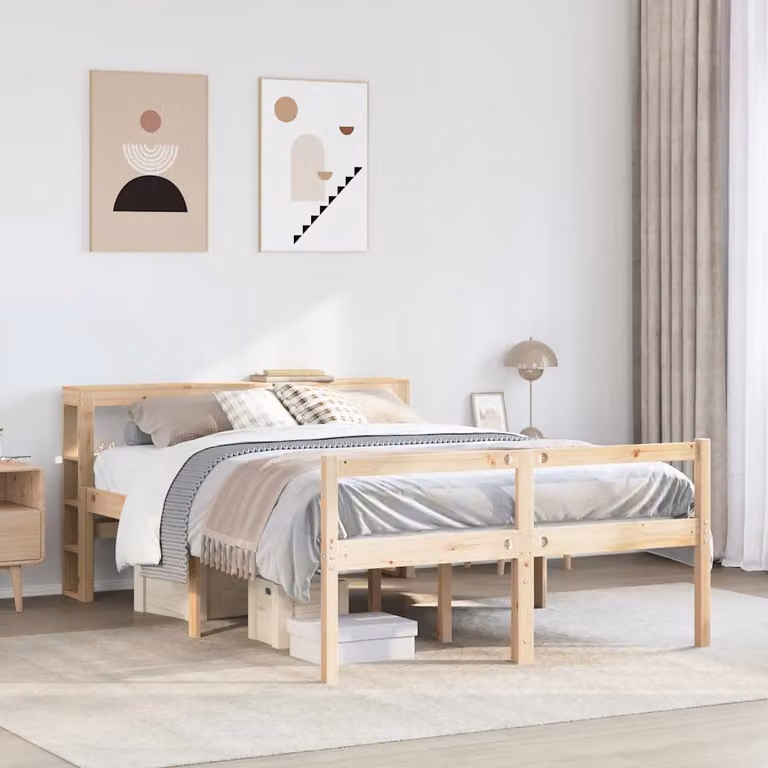 Letto per anziani vidaXL in legno massello di pino marrone con testiera L/P: 120 x 200 cm