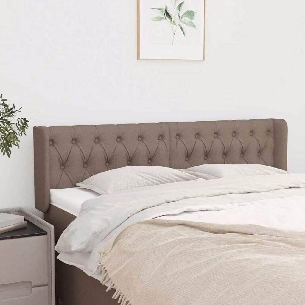 Testiera ad orecchio vidaXL in tessuto color tortora, L: 163 cm, P: 16 cm, H: 78-88 cm