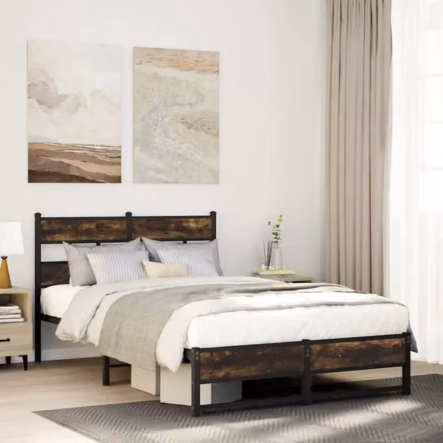 Struttura Letto Design Mania in Metallo e Rovere Fumo L/P/H: 200 x 120 x 91.5 cm – 1