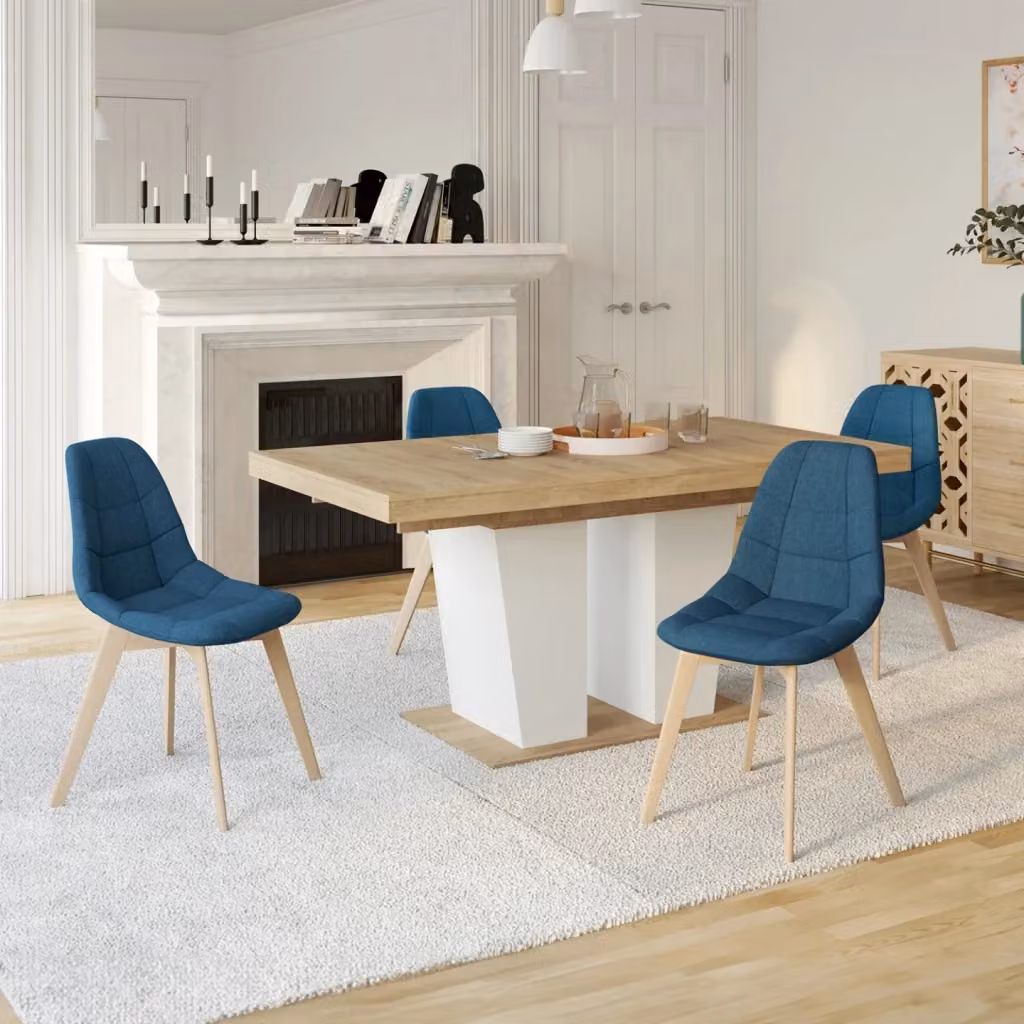 Set di 4 sedie da pranzo GABY IDMarket in stile scandinavo blu con struttura in legno di faggio e tessuto – 2