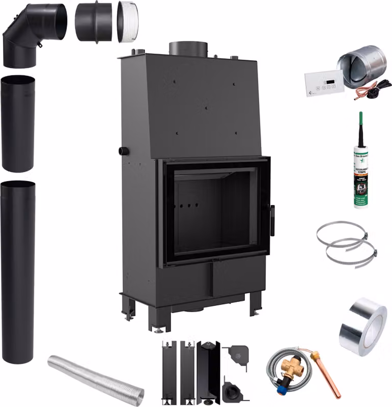 Inserto camino ad acqua KRATKI LUCY 16kW Ø200 nero ECO Montagese