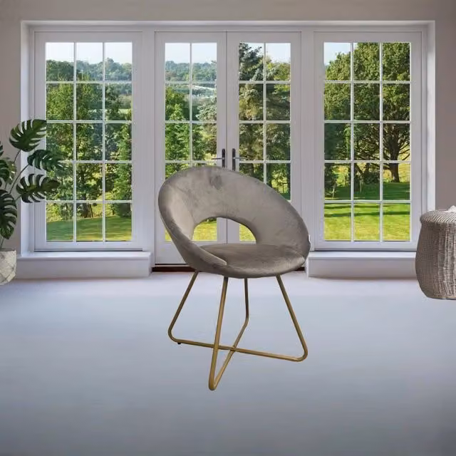 Set di 2 poltroncine da salotto Etere in velluto grigio con gambe in metallo oro VERIAFFARI.IT