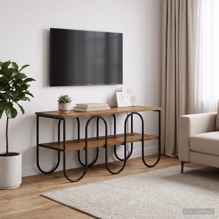 Supporto TV vidaXL in stile industriale con legno e metallo, colore marrone, L 100 x P 40 x H 50 cm