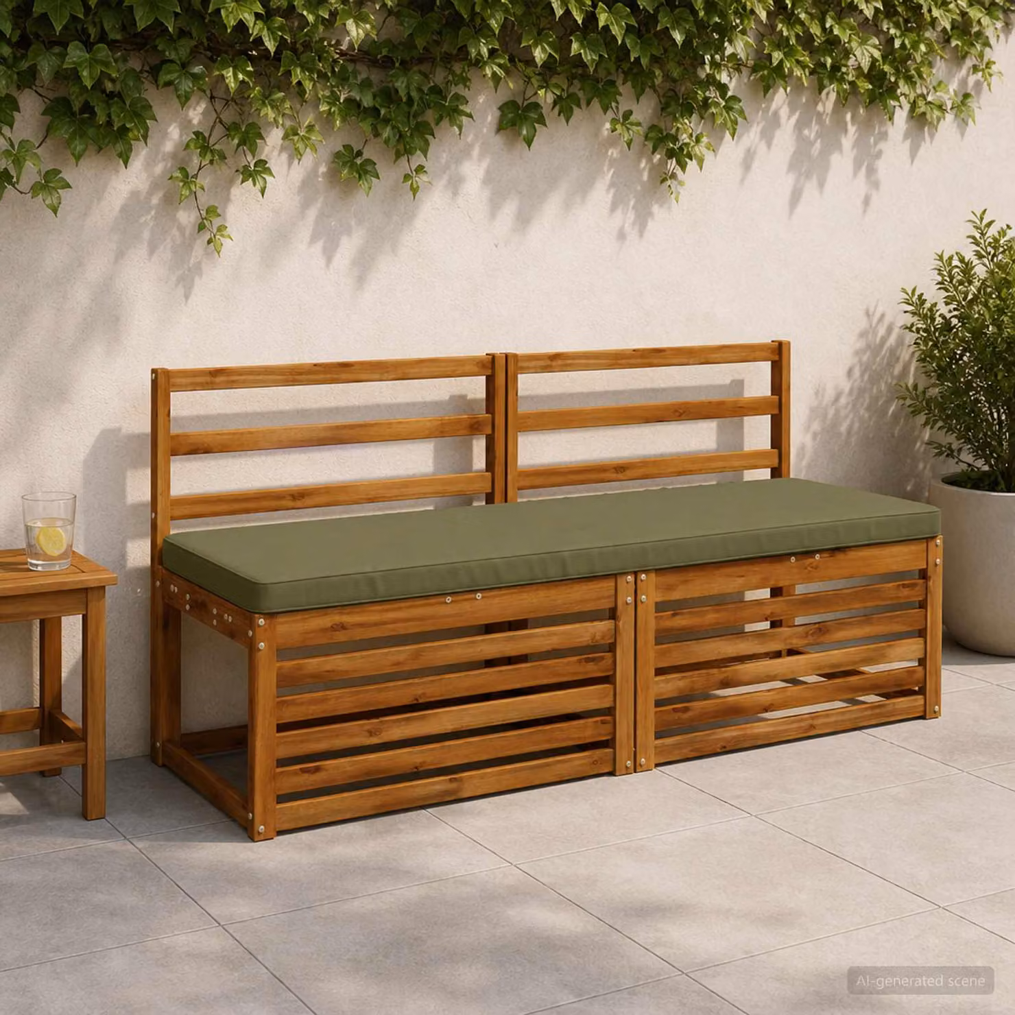 Set di 2 cuscini per panchina vidaXL VUGHT verdi in poliestere con rivestimento lavabile e resistente ai raggi UV