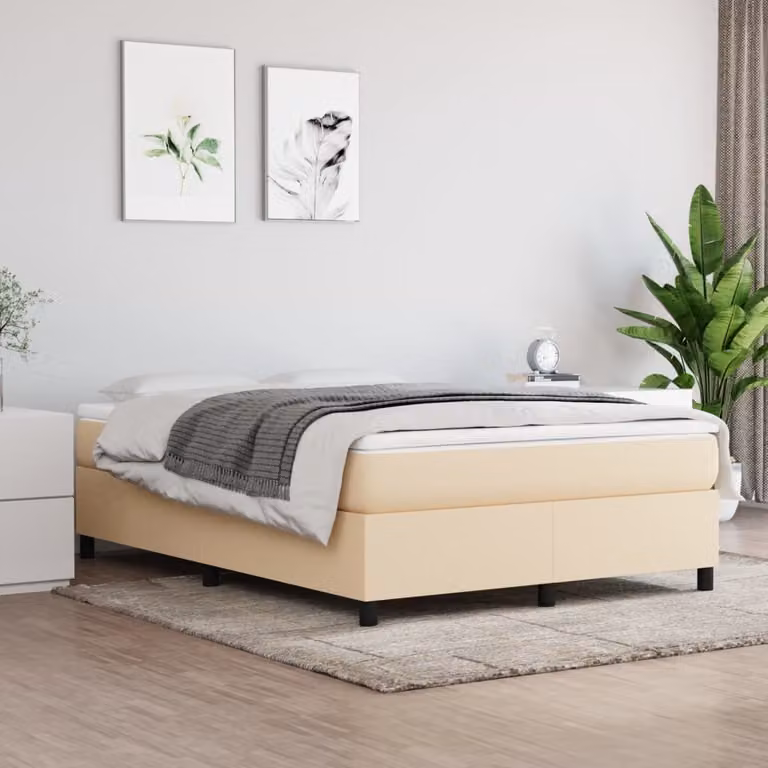 Maison Exclusive - Letto boxspring con materasso Crema 140x200 cm Tessuto