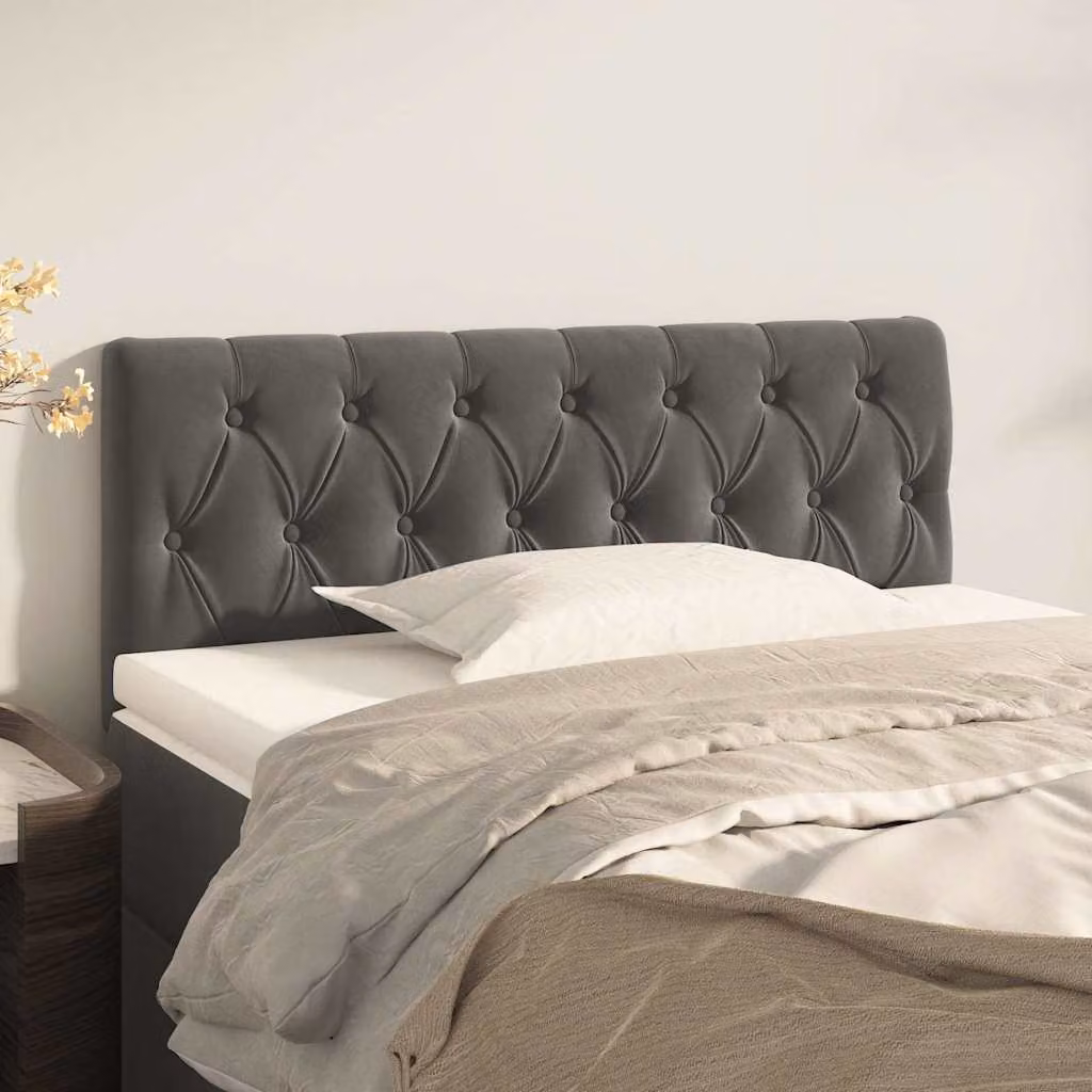 Testiera per letto vidaXL in velluto grigio scuro, L: 100 cm, Spessore: 7 cm, H: 78-88 cm