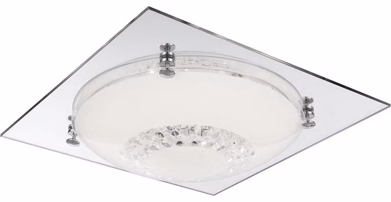 Lampada da soffitto a LED, con cristalli, finitura cromata, vetro trasparente, diametro 31,5 cm