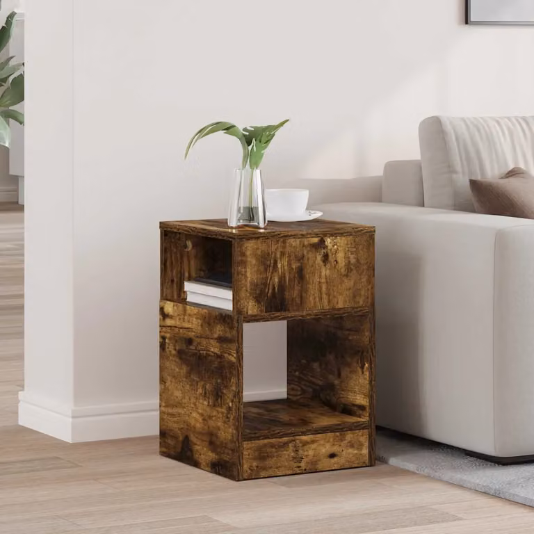 vidaXL Tavolino Moderno in Legno Rovere Fumo L/P/H: 30,5 x 30 x 45 cm