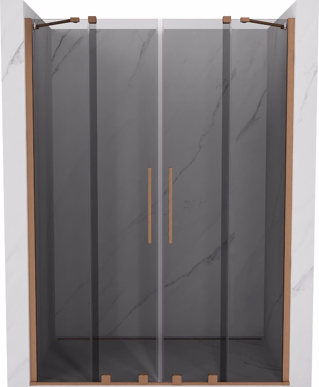 Mexen Velar Duo porta doccia scorrevole 140 cm, grafite, rame spazzolato - 871-140-000-42-65