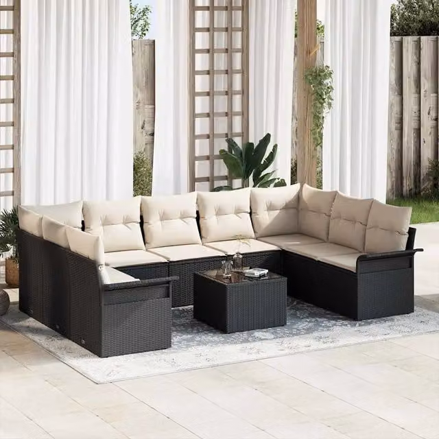 Set Divano da Giardino 10 pz Marrone polyrattan 3354196