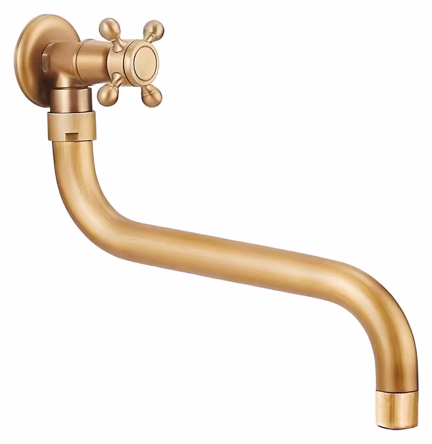 Rubinetto da parete, solo acqua fredda, in ottone anticato, attacco G1/2