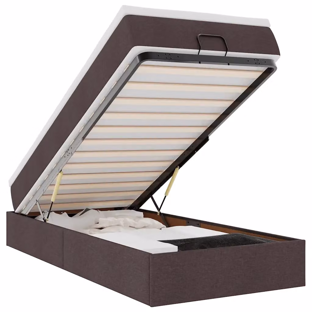 Letto con contenitore a sollevamento vidaXL in tessuto con materasso L: 100 cm, P: 200 cm, H: 23,5 cm, disponibile in marrone, bianco o grigio – 2